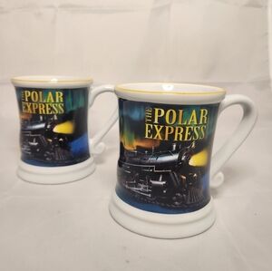 Set of 2 4 1/2” The Polar Express Ceramic Hot Chocolate Mugs